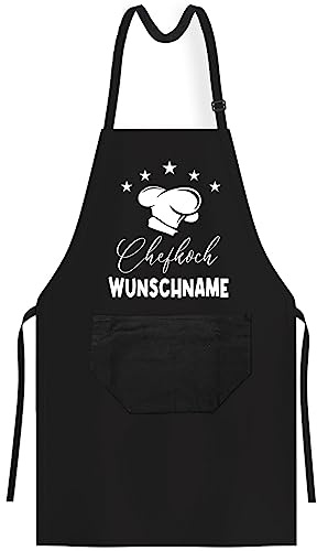 OM3® Wunschname + BBQ Grillschürzen - Aprons - personalisierte Schürze - Küchenschürze für Erwachsene Unisex