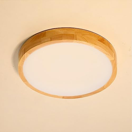 LIGKIN Plafón LED Techo Moderna 12W Redonda Lámpara de Techo de Madera 3000K Luz Cálido LED Luz de Techo Interior para Sala de Estar Cocina Pasillo Comedor, Ø20cm