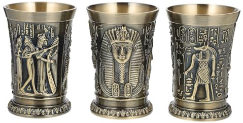 BESTonZON 3 Stück Vintage Weinkelch aus Metall, handgeprägter Schnapsglas, Der Heilige Gral Kelch, mittelalterliche Dekoration, perfekte für Bar, Zuhause und besondere Anlässe