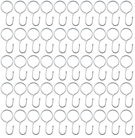 UMCHU 50 Stück Gardinenhaken, S-Haken für Vorhänge, Tür- und Fenstervorhänge sowie Duschvorhänge