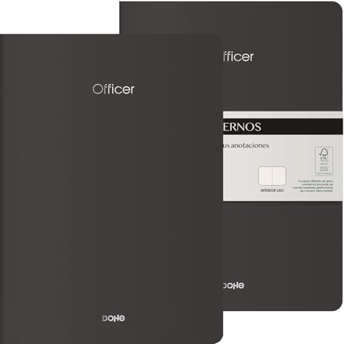 DOHE Notizbuch A4, blanko, 2 Stück, Größe 21 x 29,7 cm, 40 Blatt (80 Seiten), 90 g/m², für Notizen, Organisation oder Zeichnen, flexibler Softcover, Schwarz