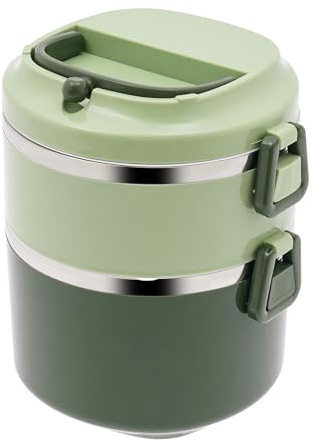 ATIVLB 2 Schichten Mehrschichtige Stapelbare Edelstahl-Lunchbox,Wasserdicht,Essenbox mit Unterteilung,Geeignet für Snacks Obst, Müsli,Suppen und Hauptmahlzeiten.