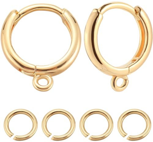 Beebeecraft 1 Scatola 20 Pezzi Ganci per Orecchini A Cerchio Huggie Placcati In Oro 18K Vero e Proprio Oro (3)K