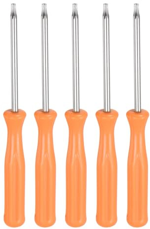 QUARKZMAN 5pz Cacciavite Torx T8H 4 Lunghezza Cacciavite Precisione Giallo | Testa 6 Punte Manico Antiscivolo, Acciaio Carbonio, Non Magnetica, Sicurezza Stella, per Riparazione Elettrodomestici
