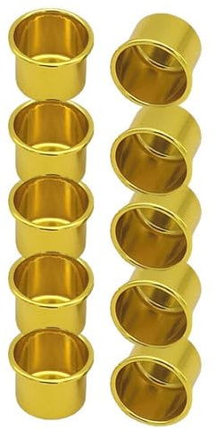 MUXSAM Kerzenhalter für Stabkerzen 10 Stück Metall Klein, Teelichter, Silber Kerzeneinsatz Tafelkerzen, für Baumkerzen,27 * 19mm Innendurchmesser 22,2mm，Hellgold