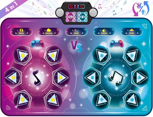 Tappetino da ballo per 2 utenti, elettronico, per giochi di danza, modalità 1 o 2 giocatori, tappetino da gioco, con scatola di batterie, a LED, per bambini e bambine 3-12 anni