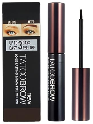 Tattoo Brow Peel Off Eyebrow Gel Tint Eyebrow Tint Dark Brown Semi-Permanent Colour Waterproof Peel OffEyebrow Gel Lasts Up To 3 Days PeelOffEyebrow DyeEyebrow Colours Tattoo Brow (#01darkbrown)