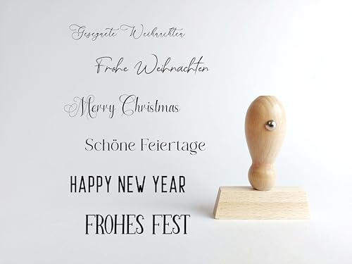 Gesegnete Weihnachten Stempel | 10x50 / 20x70 mm | Weihnachtsstempel mit verschiedenen Sprüchen | Holzstempel für Advent & Weihnachten (10 x 50 mm)