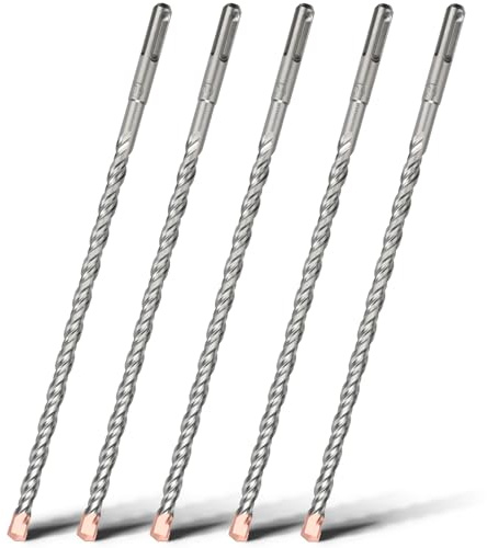 HSAWBIT 5 PACK OF - 10mm x 280mm LONG SDS MASONRY DRILL BIT, SDS PLUS SHANK | TUNGSTEN CARBIDE TIP FOR WALL STONE CONCRETE BRICK