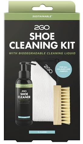2GO Rengöringsset för skor – Sustainable shoe Cleaning Kit, miljövänlig, mikrofiberduk, borste, alla material, Vit, Einheitsgröße