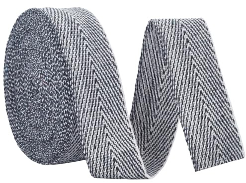 BENECREAT 10 Yards/9.1 m Baumwoll Twillband, 40mm Schwarz Weißes Schrägband Weicher Teppichkantenstreifen Zum Nähen DIY Basteln Baumwollteppich Heimdekoration