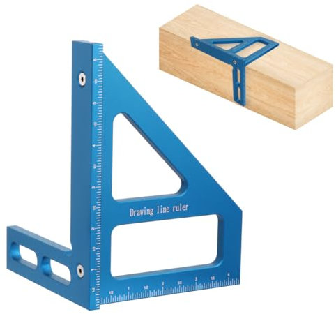 KETIPED 6 Imperial 3D Multi-Angle Measuring Ruler,45/90 Degree Aluminum Alloy Woodworking Square Protractor,Drawing Line,Miter Triangle Ruler High Precision Layout Measuring Tool for Woodworking