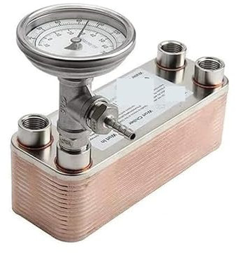 VCHICS Wärmetauscher, Bierbrau-Würzekühler, 30-Platten-Wärmetauscher, Homebrew-Kühlwerkzeuge Mit 3-Zoll-Bimetall-Thermometersonde Für Fußbodenheizung, Warmwasserbereitung