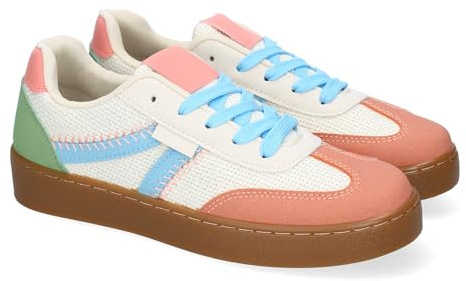 91099 Zapatilla Deportiva de Mujer Casual, Diseno Moderno y Elegante Que Combina, Ideales para el Dia a Dia con Cierre de Cordoneras. Naranja Talla 37