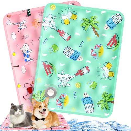 ITJMRJP Tappetino Refrigerante 2 Pezzi 40x50cm per Cani e Gatti, Tappeto Rinfrescante in Estate (E)