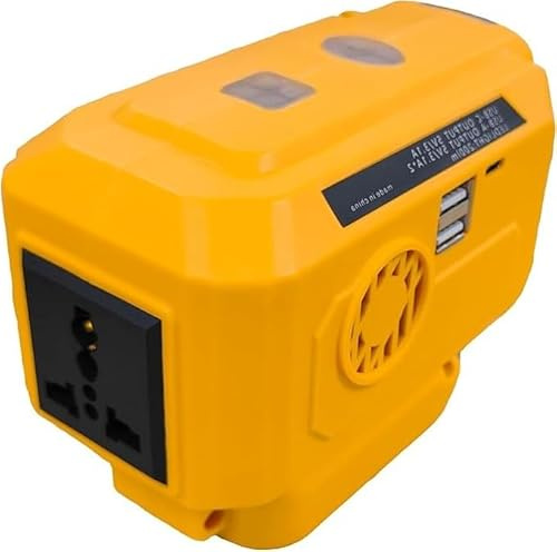 200W Portable Power Inverter for Dewalt 18V Batteries Camping Accessories Converts to 230V AC Outlet & Dual USB/Type-C Ports,Built-in 200LM LED Light,for Camping Gear,Outdoor,Laptop Computer,Fridge