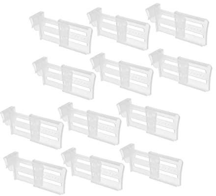 SOPOTUTU 12pcs Adjustable Fridge Side Door Partition Dividers for Refrigerator Drawer Organiser Food Storage Separator Clips for Kitchen Pantry and Space Saving Design