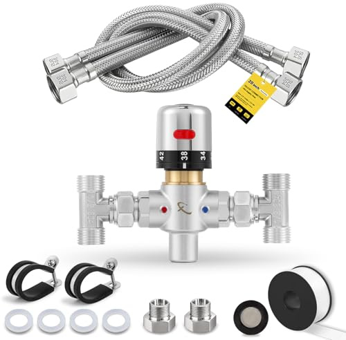 Moonshan Adjustable Temperature Bypass Sensor Valve Kit for Instant Hot Water Recirculating System, 304 Stainless Steel Replacement for the Plastic Bridge Valve, Compatible with 500800, 500805