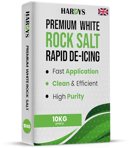 Bag of White Grit Rock Salt, 10kg | Fast-Acting on Ice & Snow, Rock Salt for Weeds, De-Icing Driveway, Path, Road | Pure Deicer with Minimal Residue