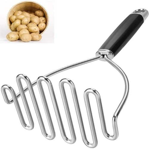 26cm Stainless Steel Potato Masher - Heavy Duty Commercial Wire Masher for Vegetables, Avocado & Beans (5mm Thick Wires)