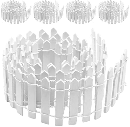 HEMOTON 5pezzi Mini Recinzione per Giardino Bianca in Legno Mini Recinzione per Casa delle Bambole per Paesaggio da Giardino Ornamento Paesaggistico in Miniatura da Tavolo