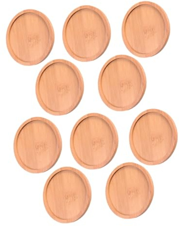 Gatuida 10 Pezzi Sottovasi Rotondi in Bamboo per Piante e Succulente Sottovasi Impermeabili Anti-tracimazione Piattini per Vasi Piccoli con Protezione da Acqua per Interni ed Esterni Base