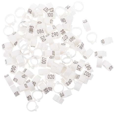 TOYANDONA 100 Pcs Plastic Numbered Bird Leg Rings Pigeon Foot Bands for Breed Identification and Separating Hatches, Suitable for Hens and Birds