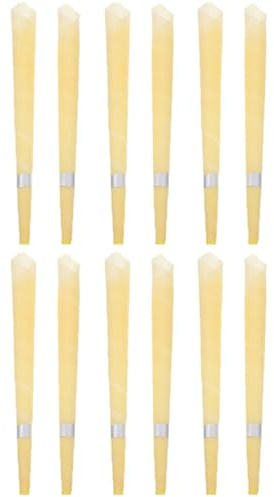 SECFOU Velas para Limpiar los Oídos 12 Piezas Barra de Aromaterapia Grande Forma de Trompeta Color Amarillo Claro Fragancia Bergamota Cera Práctica para Cuidado del Oído y Alivio