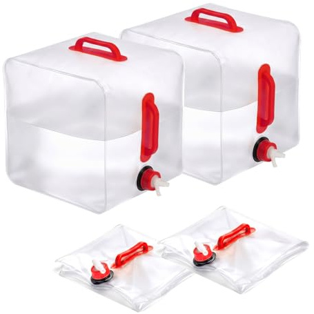 Shyllin Jarra de agua para camping, 2 unidades, dispensador de agua para camping, depósito de agua plegable, contenedor de agua de 20 L con grifo, para picnic, caravana, tienda de campaña