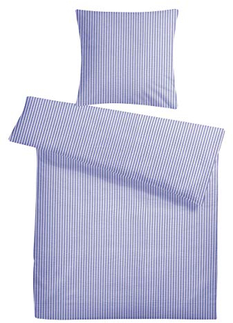 Carpe Sonno Seersucker Bettwäsche 135x200 Baumwolle | Gestreifte Bettwäsche Sommer Bettbezug 135 x 200 | Kühlende Sommerbettwäsche Bügelfreie Bettwäsche-Sets | Blau Weiße Bettwäsche Baumwolle 135x200
