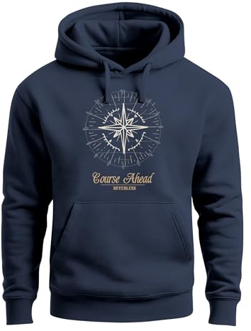 Neverless Hoodie Herren Kompass Windrose Navigator Segeln Kapuzenpullover Sweater Männer