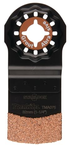 Makita B-65084 Starlock HM/TC Tauchsägeblatt 32 mm TMA075, Körnung 50, für abrasives Material, Mörtel, Faserzement, Porenbeton, Fiberglas, Epoxid, Holz, für Multitool, Multifunktionswerkzeug, 1 Stück