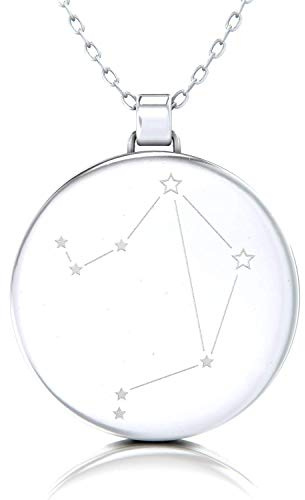 Sternbild Waage Gravur Anhänger by KH Schmuckdesign | Kette & Coin aus 925 Sterling Silber | Gelbgold o. Roségold vergoldet ✓ Halskette mit rundem Anhänger ✓ Schmuck zum Personalisieren ✓ Handmade ✓