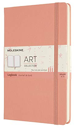 Moleskine Art Logbook, Hard Cover, Large (5 x 8.25), Dotted, Coral Pink, 160 Pages