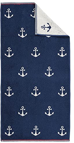 Dyckhoff Duschtuch Nautic, 100% Baumwolle, maritimes Design, 70 x 140 cm, Navy