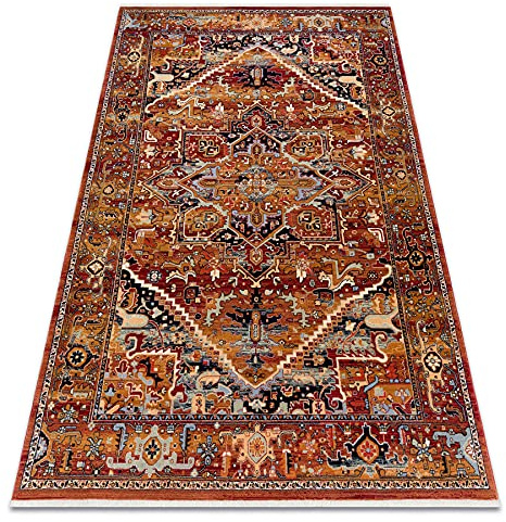 rugsx Teppich Wolle KESHAN Franse, Ornament orientalisch, Rotwein 160x230 cm