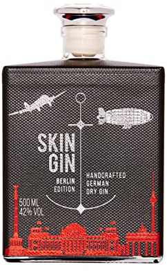 Skin Gin | Handcrafted German Gin | Berlin Edition | Manufaktur Gin aus dem Alten Land | Koriander-Grapefruit-Limetten | 42% 500ML