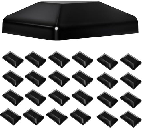TonGass (24-Pack, Black) 4x6 (3 5/8x5 5/8) Wood Fence Post Caps - Wooden Fence Cover Deck Post Cap, Durable Plastic Water-Proof and UV-Proof, Protect Wooden Poles from Cracking and Rotting