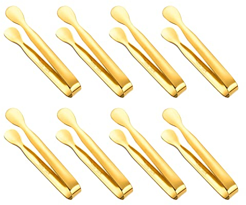 Confezione da 8 mini pinze per il ghiaccio in acciaio inox, piccole pinze per antipasti, per feste, caffè, tè, bar, cucina