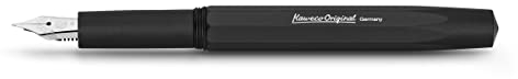Kaweco ORIGINAL Füllhalter 060 Black Chrome I Exklusiver Aluminium Füllfederhalter für Tintenpatronen inklusive elegantem Blechetui I Luxus Füller 12,7 cm in Schwarz I Federbreite: B (Breit)