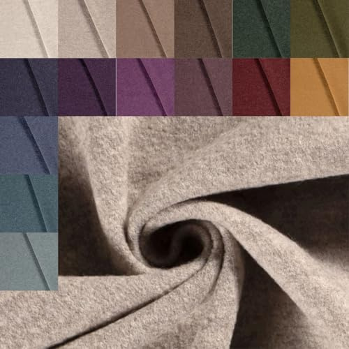Walkloden Meterware uni meliert * ab 50 x 140cm, 052 beige | 100% mulesingfreie Schurwolle, Wolle, Walkstoff, Mantelstoff, Trachtenstoff, Wollwalk, Loden, Wollstoff