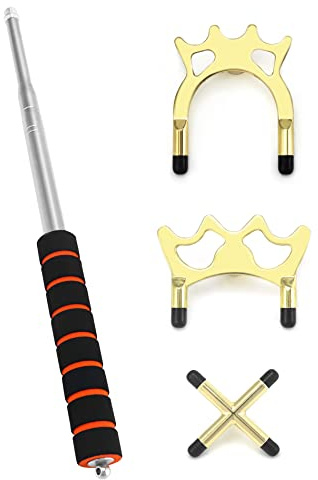 QWORK® Puente para Tacos de Billar, Retráctil 35~150 cm, con 3 Cabezas de Latón Extraíbles, Accesorio de Mesa de Billar