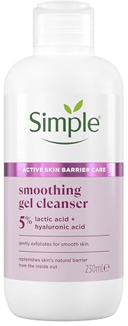 Simple Smoothing Gel Cleanser Face Cleanser Suitable for Even the Most Sensitive Skin with 5% Lactic Acid and Hyaluronic Acid 230 ml