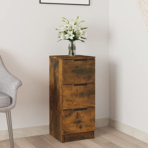 Homgoday Sideboard Eiche geräuchert 30x30x70 cm Holz Beistellschrank Schrank Aufbewahrungsschrank für Esszimmer Wohnzimmer Flur und Küche Home Office Möbel Buffetschrank 468