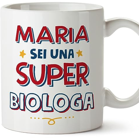 Mugffins Tazza Personalizzata in ceramica per BIOLOGA donna 11 oz / 350 ml - In italiano - Sei Super - Idea regalo per compleanno, anniversario, natale, laurea