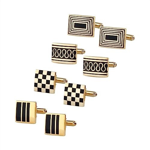 Krawattenklammern for Männer, personalisierte Krawattenklammer, 4 Paar Manschettenknöpfe, Herren-Hemd-Manschettenknöpfe, Hochzeitsgäste, Ehemann, Schmuck, Business-Krawattenklammer ( Color : 22-1SIZE