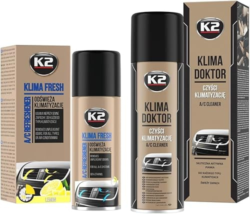 K2 Kit Limpiador Aire Acondicionado Higienizante A/C - Limpieza y Desinfeccion Eliminador Olores - Limpia y Refresca - Antibacteriana Aroma Limon