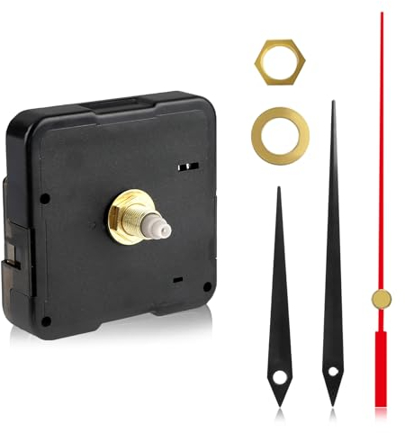 Uhrwerk für Wanduhr Uhrwerke zum Selbsteinbau mit Zeiger,16 MM Quarz Uhrwerk Hochpräzises Geräuschloses, Ersatz- und Reparaturteile Kompatibel mit verschiedenen Uhrenarten1 Packung Uhrzeiger Black (A)