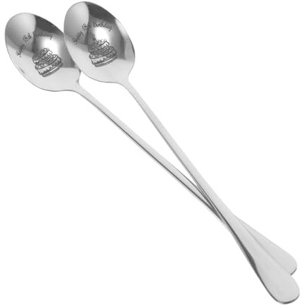 Hoement 18th Birthday Stainless Steel Spoon Present Multipurpose Dessert Ice Cream Scoop Portable Tea Scoop