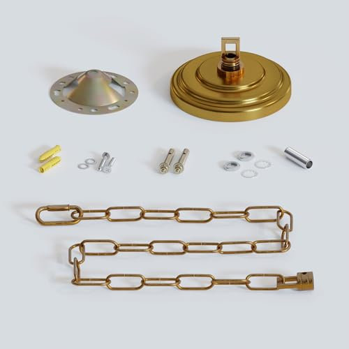1 Head Lamp Base Ceiling Rose Chain Pendant Light Socket Fitting Bulb Holder Screw Kit For Retro Incandescent Lampholders (Yellow brass)